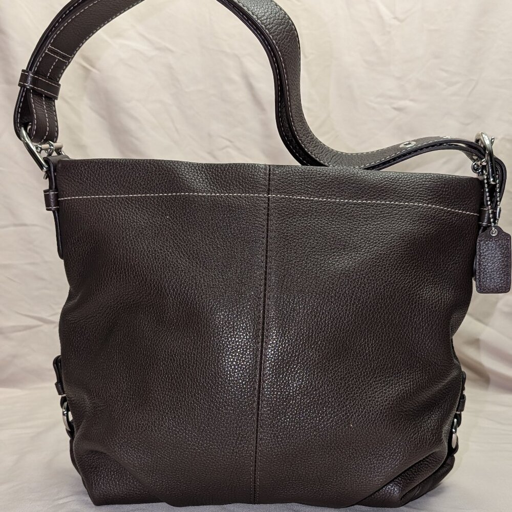 Vintage Coach Soho Pebbled Leather Hobo Bag - Dark Brown